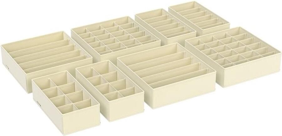 Furnibella -Ondergoedorganizer – Set van 8 Beige Geordend & Ruimtebesparend