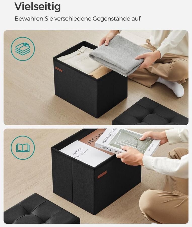 Furnibella -Opbergbank – Basic Zwart Stijlvol Praktisch & Ruimtebesparend