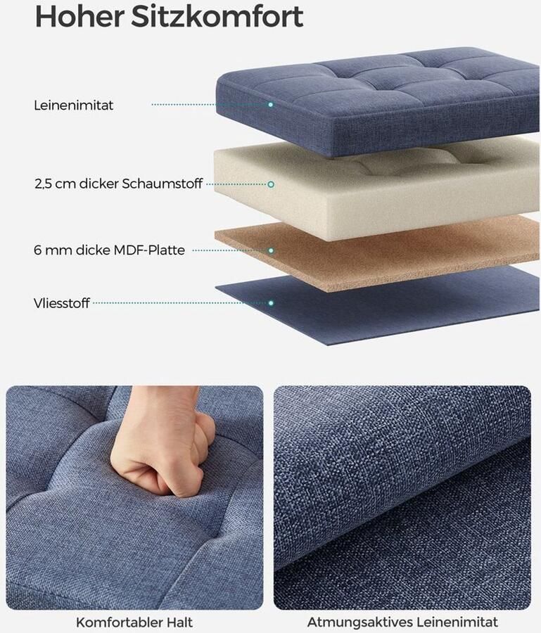 Furnibella -Opbergbank – Licht Denimblauw Stijlvol Praktisch & Comfortabel