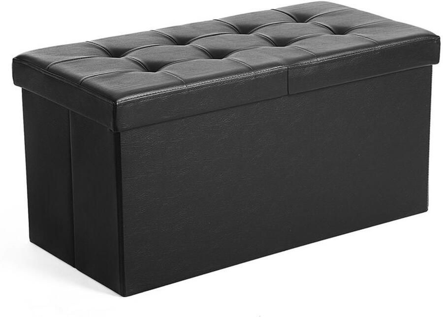 Furnibella -Opbergbank met Klapdeksel – 76 cm Zwart Stijlvol & Functioneel