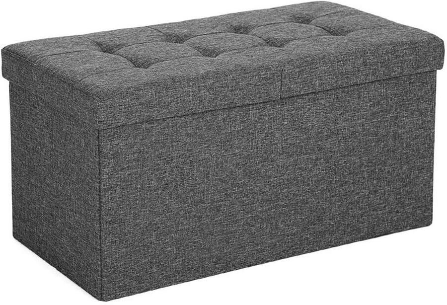 Furnibella -Opbergbank met Scharnierend Deksel – 76 cm Donkergrijs Stijlvol & Functioneel