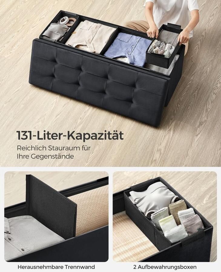 Furnibella -Opbergbankje voor de Gang – Inktzwart Stijlvol & Functioneel