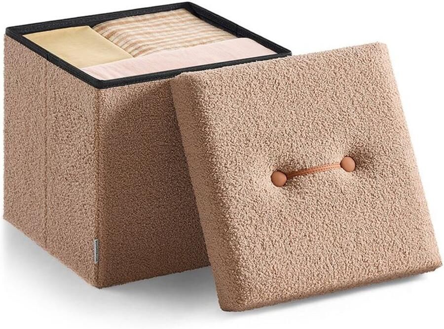 Furnibella -Opbergkruk – 38 x 38 x 38 cm – Camelbruin – Stijlvol & Functioneel