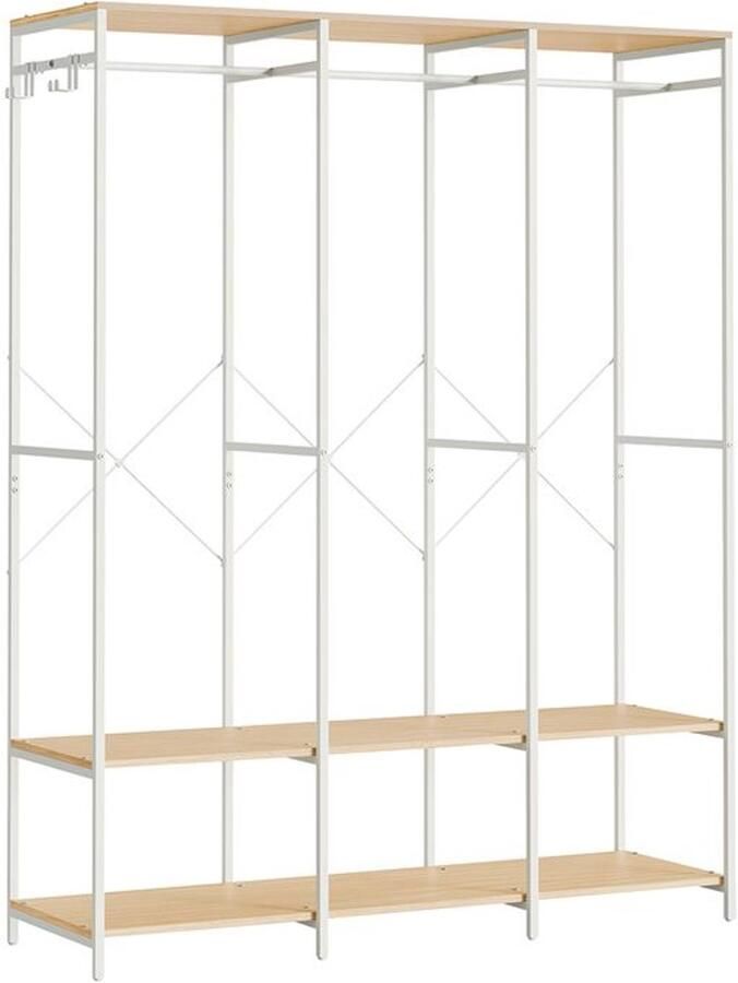 Furnibella -Open Kledingkast met Kledingroede – Natuurlijk Beige Elegant en Functioneel