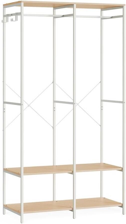 Furnibella -Open Kledingkast met Kledingroede – Natuurlijk Beige Strak en Functioneel