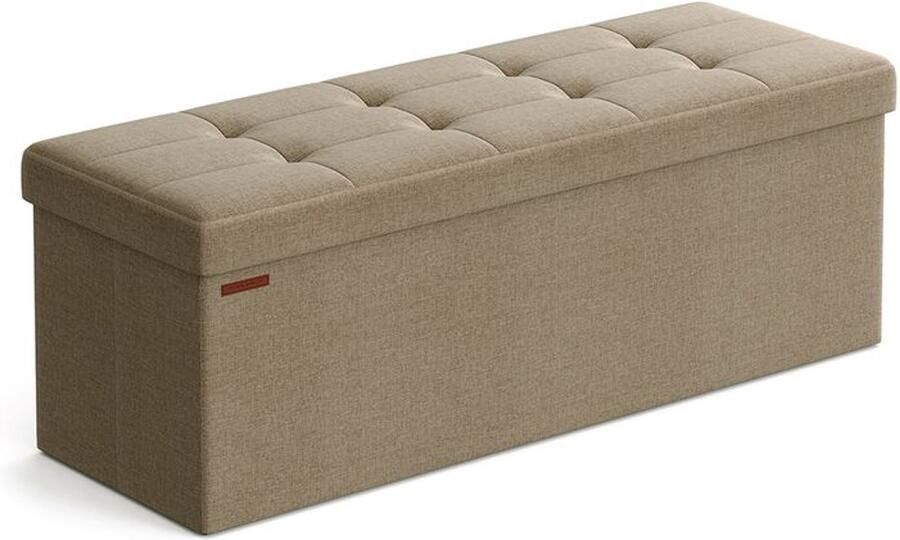 Furnibella -Opklapbare Opbergbank – 110 cm Licht Taupe Stijlvol & Ruimtebesparend