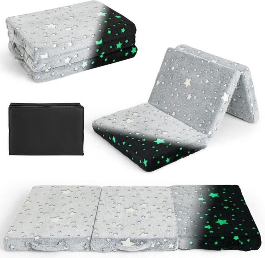 Furnibella -Opvouwbaar Reismatras 60x120 cm – Lichtgevend Matras voor Reisbed (Grijs)