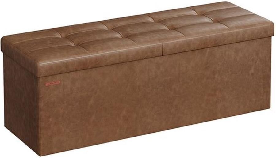Furnibella -Opvouwbare Bank met Opbergruimte – 120L – 38 x 110 x 38 cm – Koffiebruin – Ruim & Stijlvol