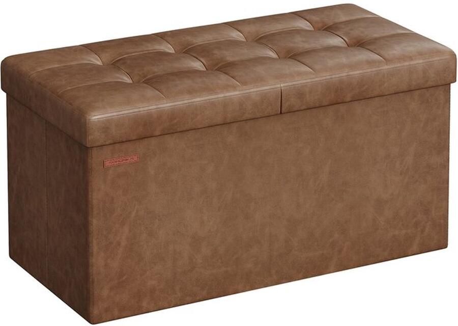 Furnibella -Opvouwbare Bank met Opbergruimte – 89L – 38 x 76 x 38 cm – Koffiebruin – Stijlvol & Praktisch