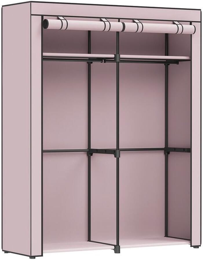 Furnibella _Opvouwbare kledingkast met dubbele kledingroede in lavendel paars – ruimtebesparend en stijlvol opbergsysteem