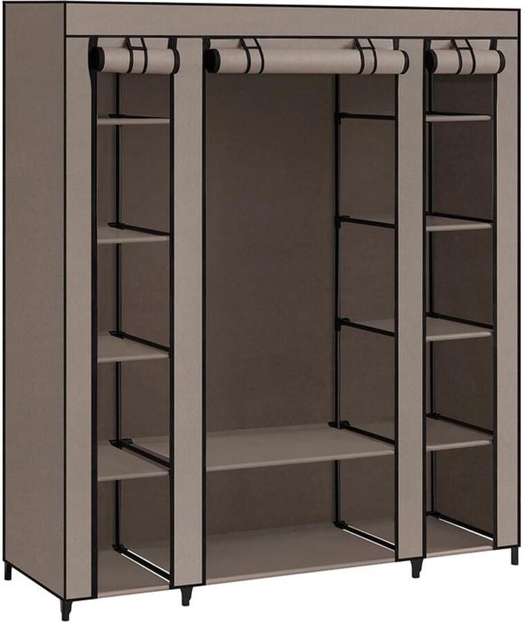 Furnibella _Opvouwbare Kledingkast met Kledingroede en Meerdere Opbergvakken