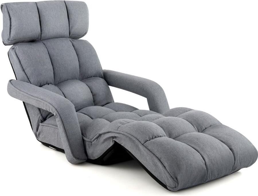 Furnibella Opvouwbare Ligstoel & Slaapbank – 6 Verstelbare Posities voor Optimaal Comfort (72x61x46 5 cm Grijs)