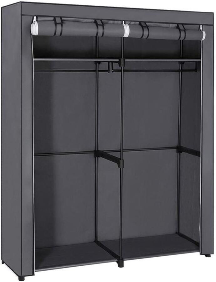 Furnibella _Opvouwbare stoffen kledingkast met metalen frame kledingroede en meerdere opbergvakken