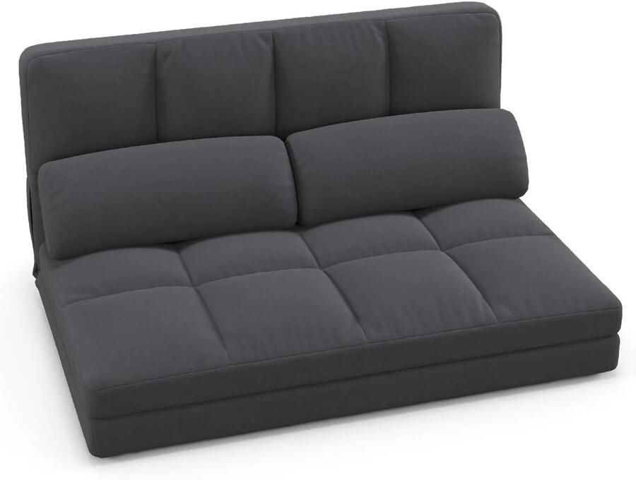 Furnibella Opvouwbare vloerbank 3 in 1 slaapbank met slaapfunctie en verstelbare rugleuning donkergrijs