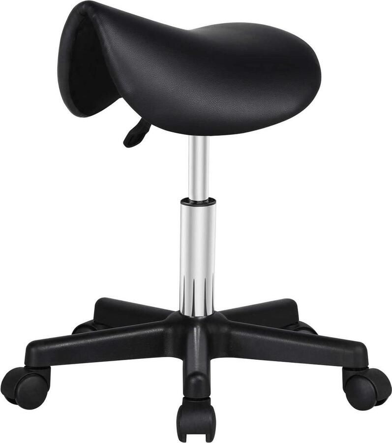 Furnibella QPFO Zadelkruk in hoogte verstelbaar ergonomische werkkruk met wielen draaibare praktijkkruk met zadelzitting