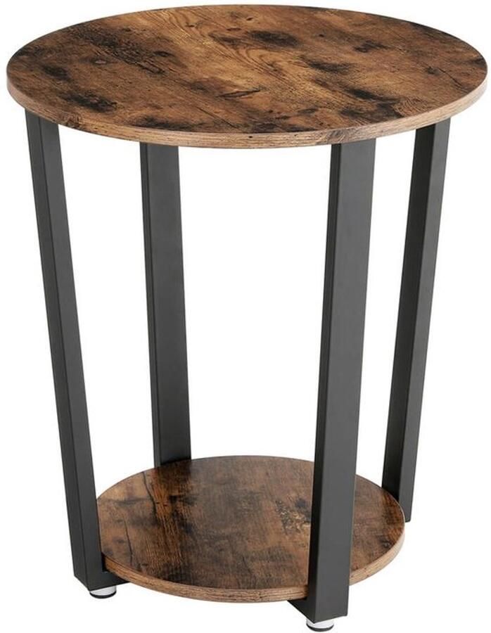 Furnibella -Ronde Bijzettafel in Industrieel Design Stijlvol & Robuust-Vintage