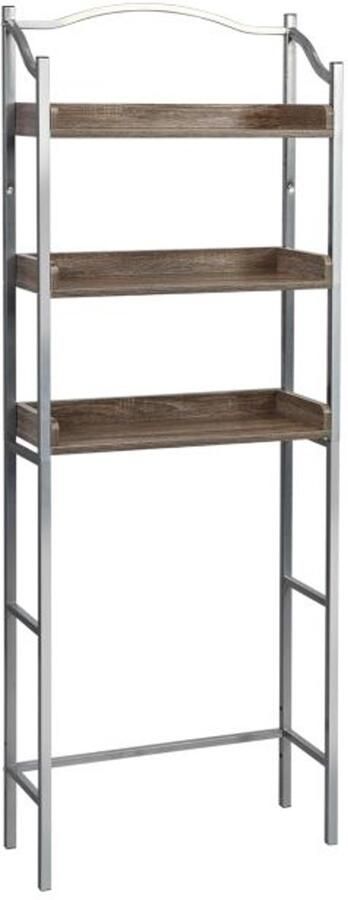 Furnibella Ruimtebesparende 3-laags Toiletplank – Stijlvolle Badkamerplank (Zilver + Bruin)