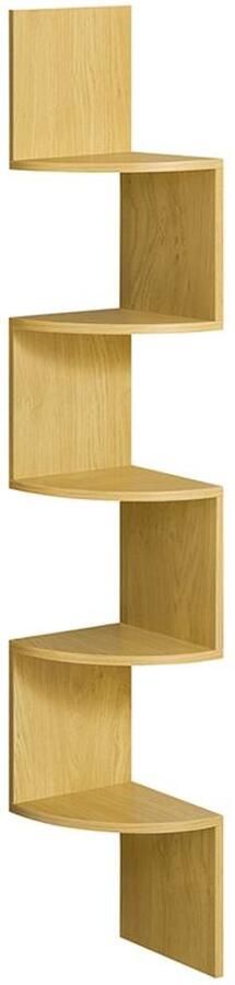 Furnibella Scandinavisch Wandrek – 5 Planken Warme Eikenhoutlook Ideaal voor Boeken & Decoratie