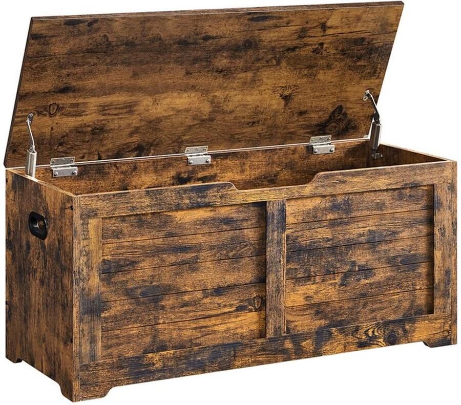 Furnibella -Schoenenbank met Deksel – 40x100x46 cm Stijlvol & Functioneel-vintage bruin