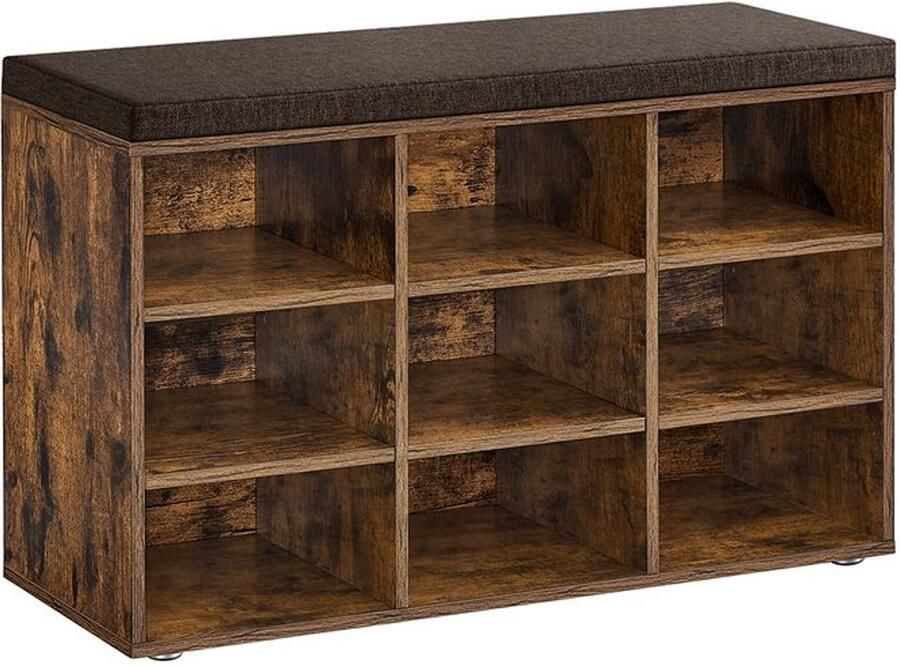 Furnibella -Schoenenbank met Opbergruimte Stijlvol Praktisch & Ruimtebesparend-Vintage bruin