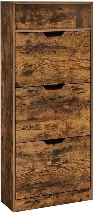 Furnibella Schoenenkast met Open Vak – Verstelbaar Vintage Bruin Stijlvol en Functioneel