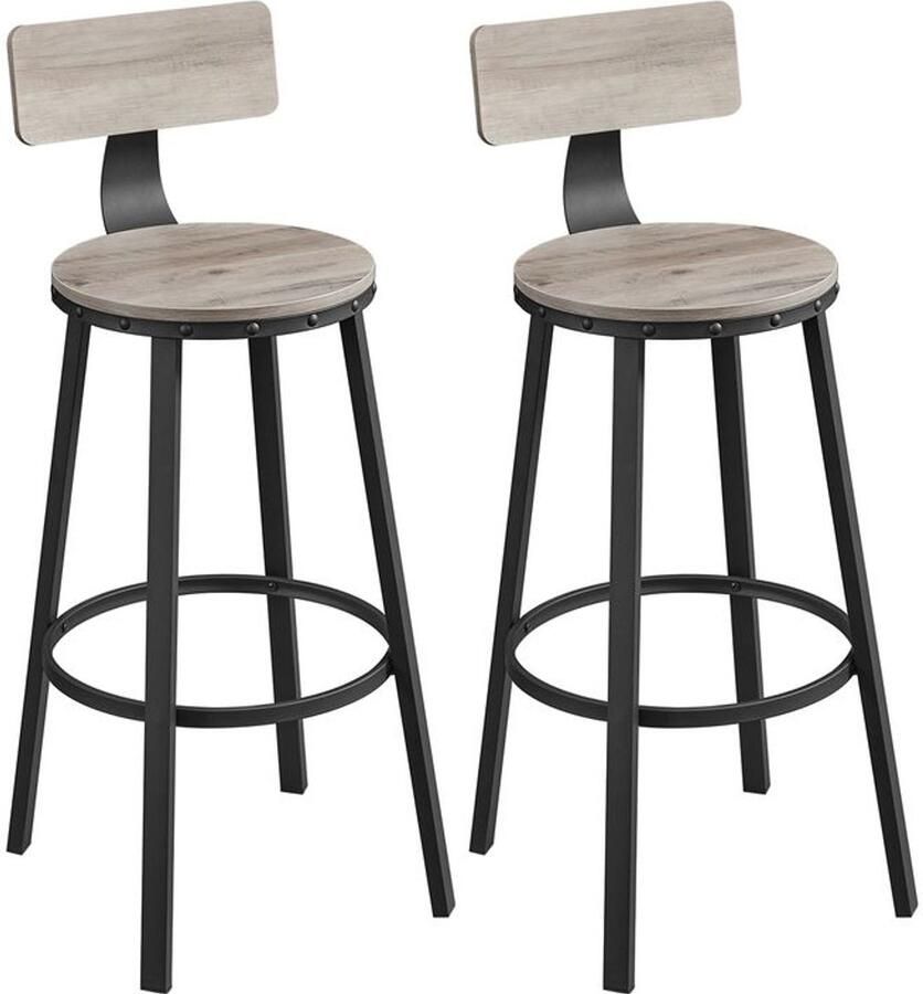 Furnibella -Set van 2 Barkrukken – Greige & Zwart Stijlvol Design