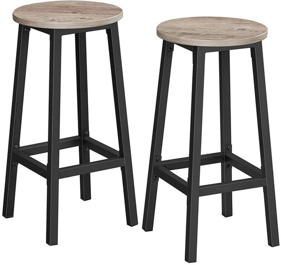 Furnibella -Set van 2 Barkrukken – Greige & Zwart Stijlvol en Comfortabel