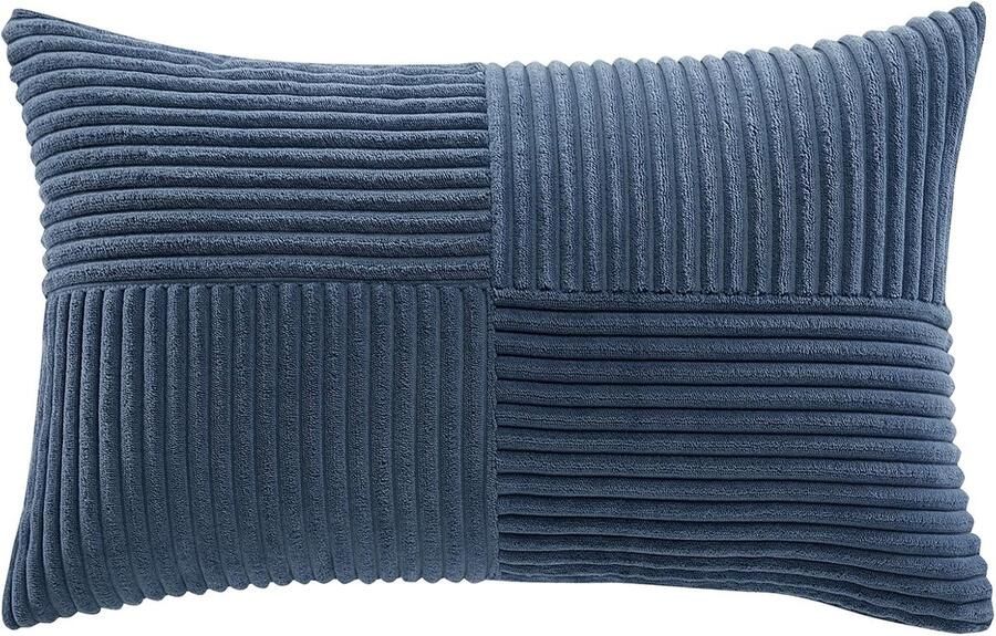 Furnibella -Set van 2 Corduroy Kussenslopen 50x70 cm – Denimblauw – Zacht Ribfluweel Boho-Stijl Decoratief voor Bank Bed Woonkamer & Slaapkamer