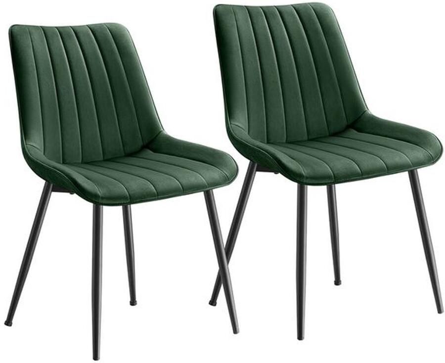 Furnibella -Set van 2 Eetkamerstoelen – Groen & Inkt Zwart