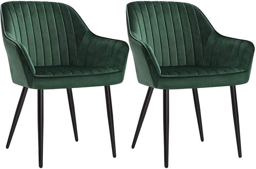Furnibella -Set van 2 Eetkamerstoelen – Groen Zwart Stijlvol & Comfortabel