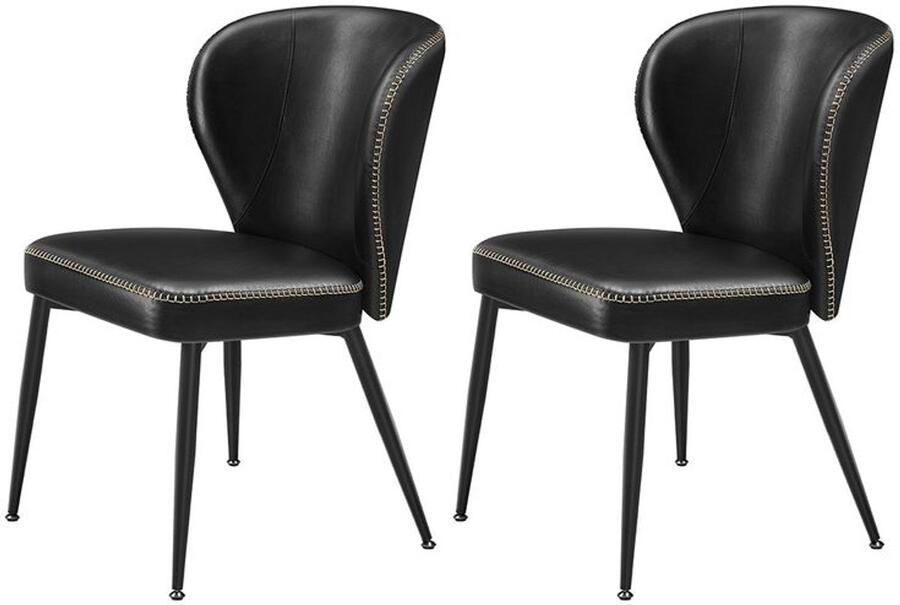 Furnibella -Set van 2 Eetkamerstoelen – Inktzwart Modern en Comfortabel