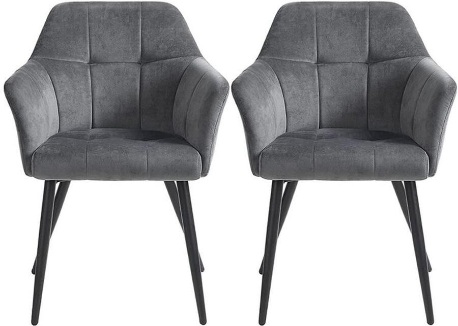 Furnibella -Set van 2 Gestoffeerde Eetkamerstoelen – Stijlvol & Comfortabel Grijs