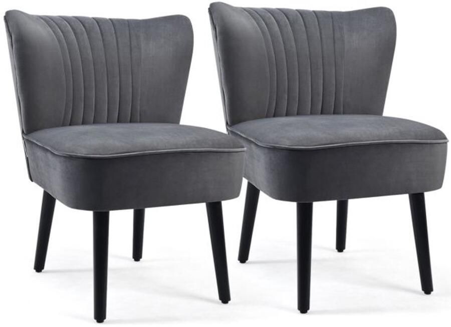 Furnibella -Set van 2 Moderne Relaxstoelen – Hoge Rugleuning en Brede Gewatteerde Zitting Luxe Fauteuils (Grijs)