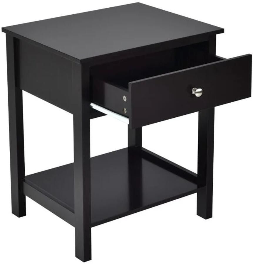 Furnibella -Set van 2 Nachtkastjes – Moderne Opbergtafel met 2 Lades & Ruime Opbergruimte (Zwart 48x40x58 cm)