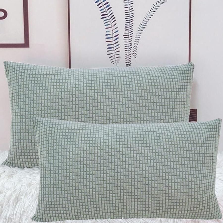 Furnibella -Set van 2 Stretch Kussenslopen 50x70 cm – Cedergroen Corduroy Kussenhoezen voor Bank en Sierkussens