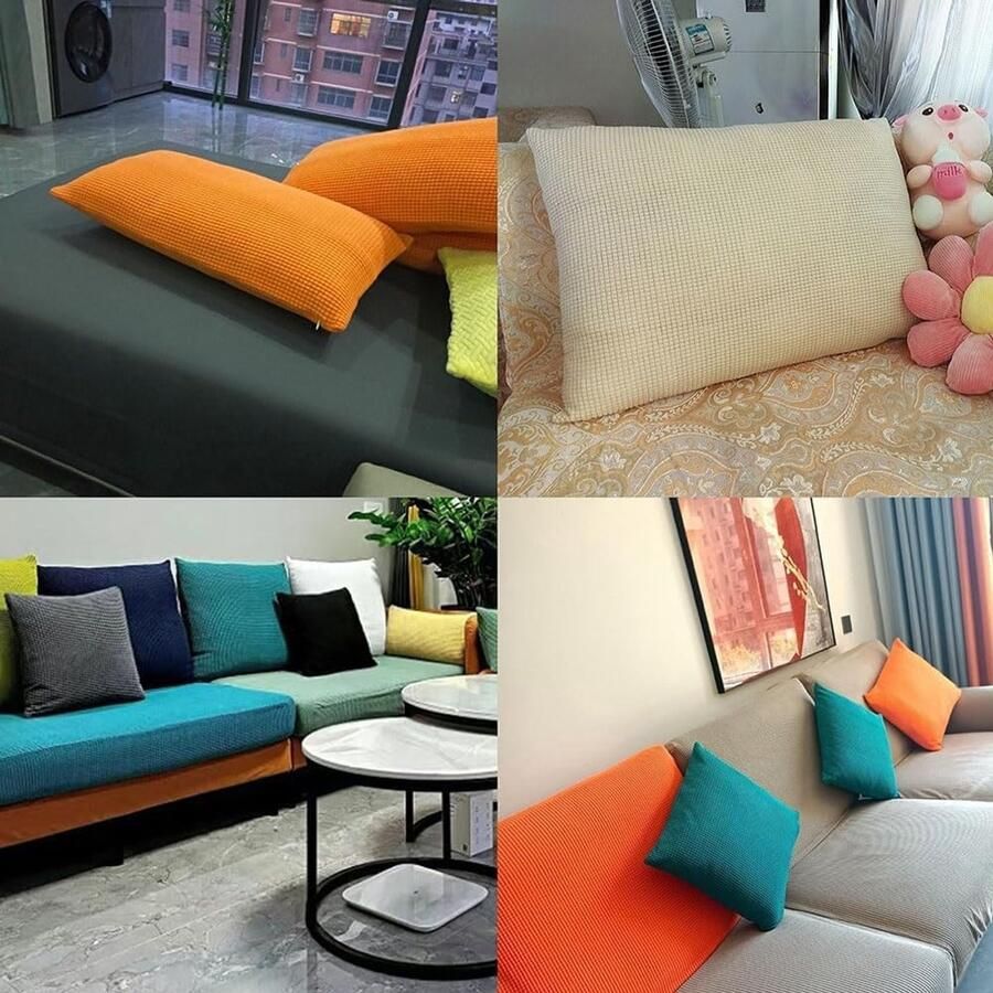 Furnibella -Set van 2 Stretch Kussenslopen 50x70 cm – Rood Corduroy Sierkussenhoezen voor Sofa of Bed Zacht & Duurzaam