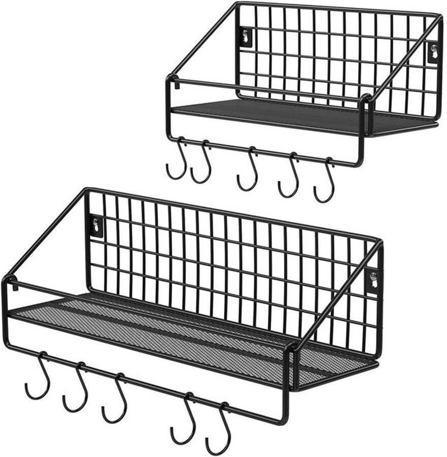 Furnibella -Set van 2 Wandplanken – Industrieel Design Zwart Stevig en Stijlvol
