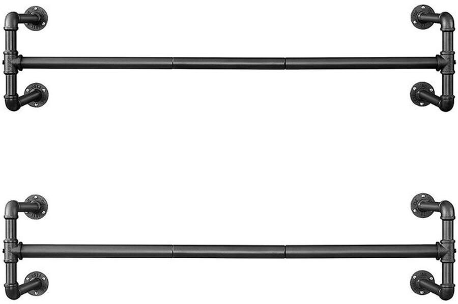 Furnibella _Set van 2 Zwarte Kledingroedes – Duurzaam Verstelbaar & Stijlvol