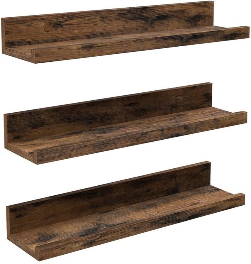 Furnibella -Set van 3 Wandplanken Vintage Bruin Rustiek en Stijlvol Design