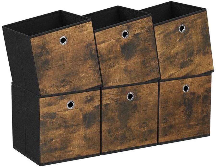 Furnibella _Set van 6 Opvouwbare Opbergdozen (26 x 26 x 28 cm) – Ruimtebesparend Duurzaam en Stijlvol voor Organisatie en Opslag