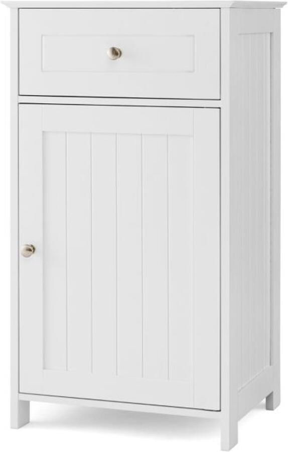 Furnibella -Smal badkamerkast – Met lade en deur zwart wit 43x34x77 cm