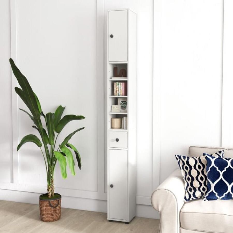 Furnibella -Smalle badkamerkast – 2 deuren 1 lade & verstelbare planken