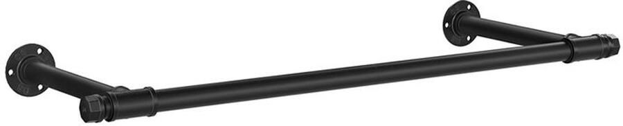 Furnibella _Stevige Zwarte Kledingroede – Wandmontage 30x84x7 cm Draagvermogen 60 kg