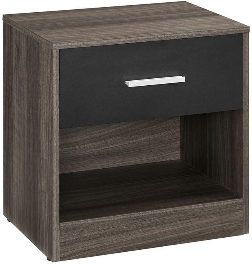 Furnibella -Stijlvolle Bijzettafel met Lade – Kastanjebruin & Inktzwart Afwerking