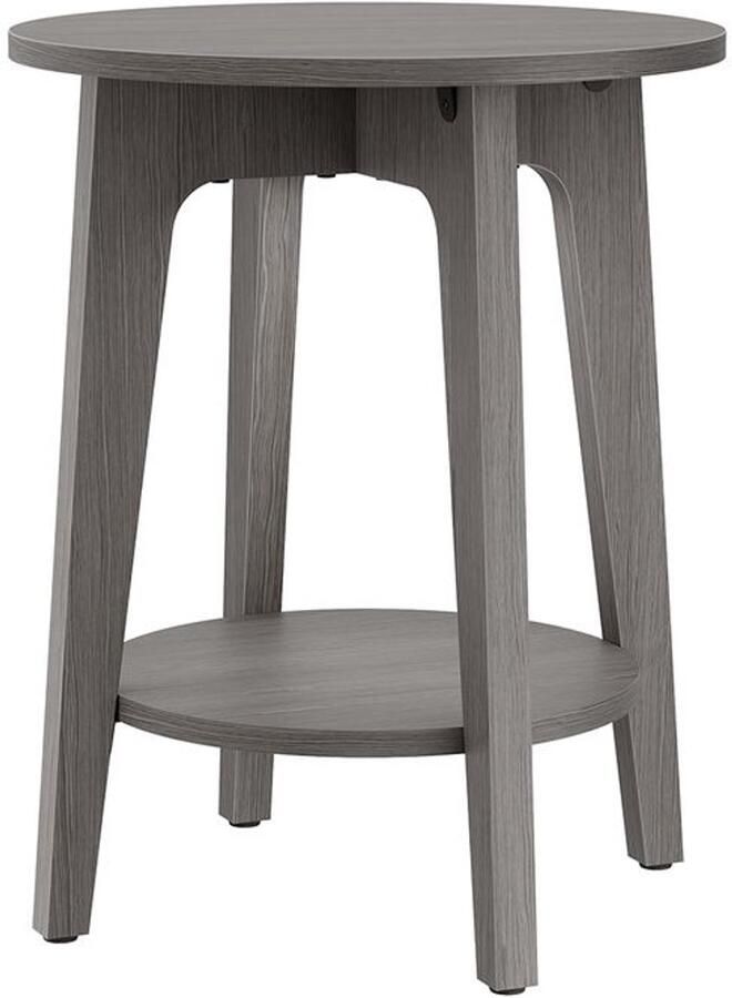 Furnibella -Stijlvolle Ronde Bijzettafel met Rookgrijze Onderplank – Modern Design