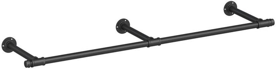 Furnibella _Stijlvolle Zwarte Kledingroede voor Wandmontage – Robuust Metaal Minimalistisch Ontwerp Ideaal voor Organisatie en Ruimtebesparing