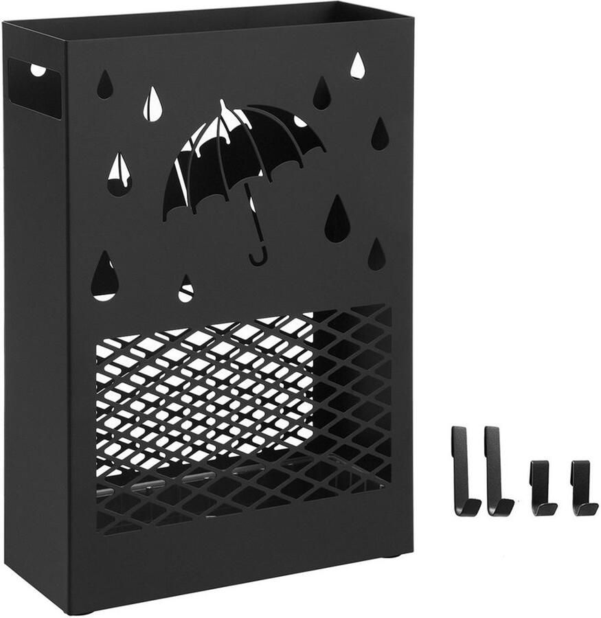Furnibella _Strakke Rechthoekige Paraplubak – Zwart Modern Ruimtebesparend & Duurzaam