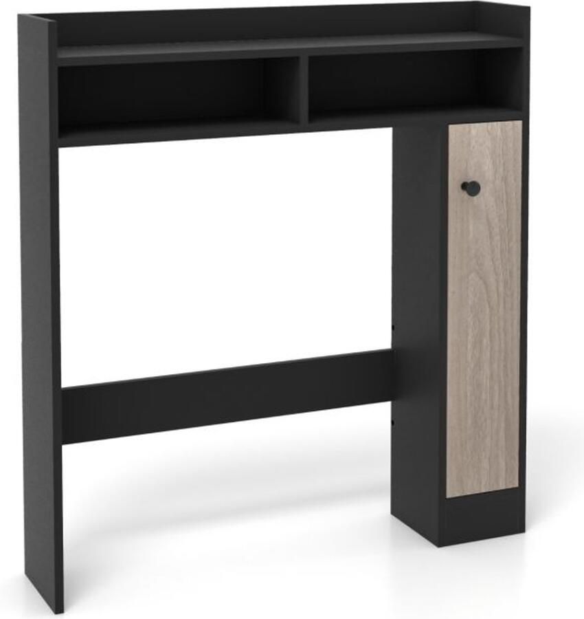 Furnibella -Toiletkast – Badkamerkast met verstelbare planken praktische toiletstandaard-Zwart