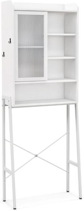 Furnibella Toiletkast met Acryl Schuifdeur en Verstelbare Planken – Stijlvol & Praktisch (Wit)