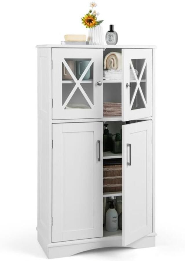 Furnibella -Toiletkast voor de Badkamer – Waskast met Deuren (Wit)